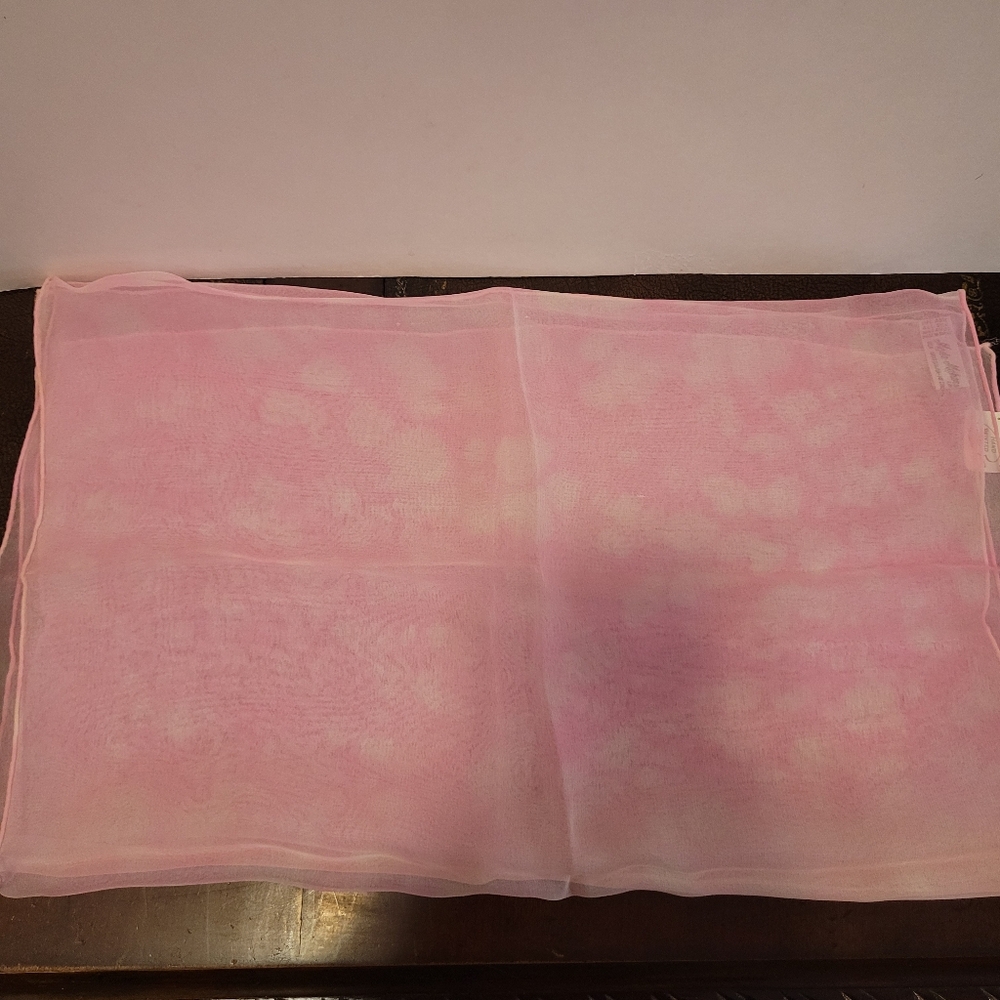 NWT Vintage Scarf Hand Painted Pink Silk Japan 42"